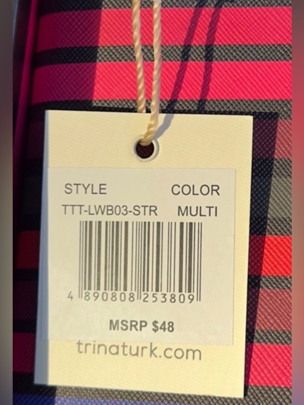Trina Turk Striped Zip Wallet in Red, Pink, Purple, Black - Picture 5 of 5